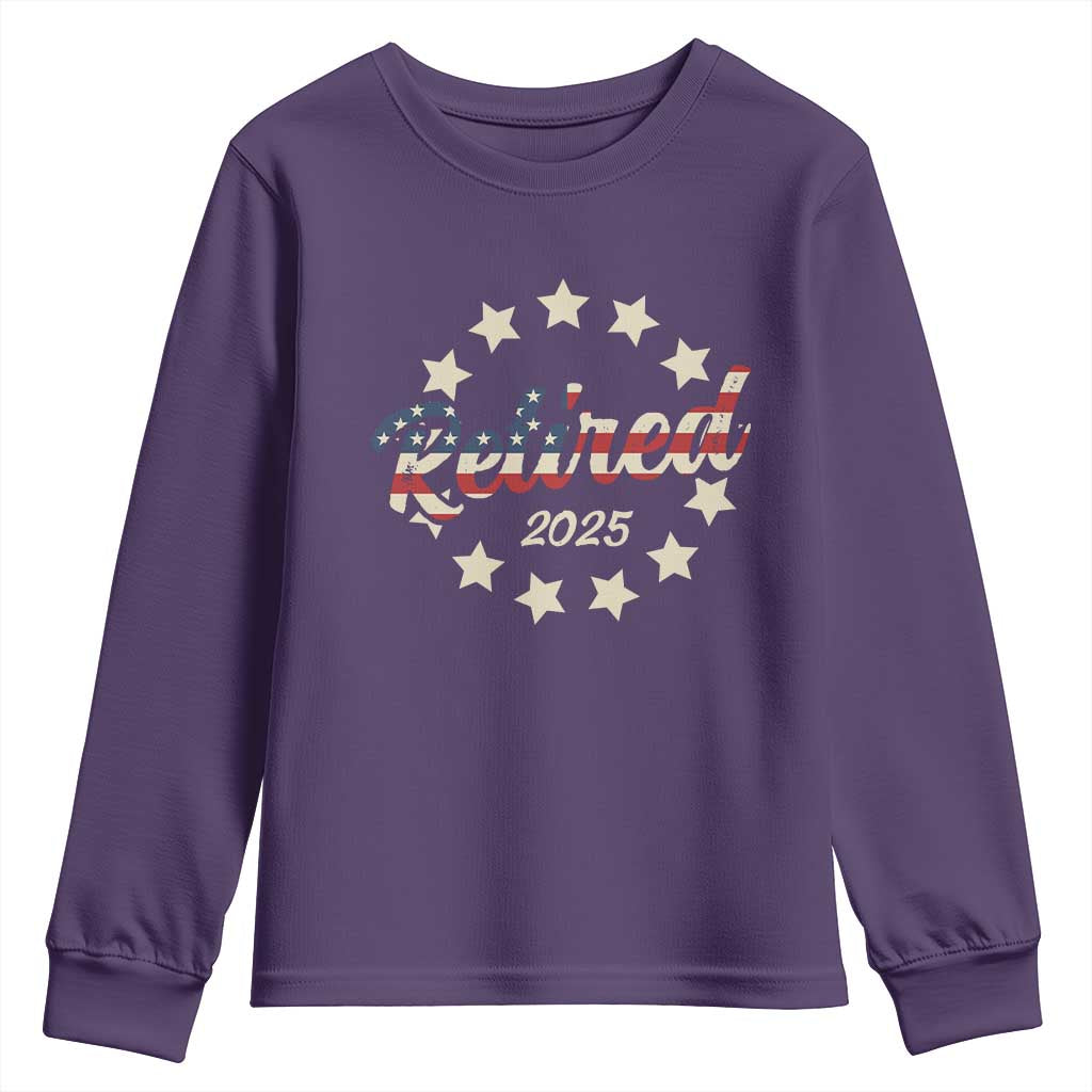 Retired 2025 Youth Sweatshirt Retirement Gifts American Flag