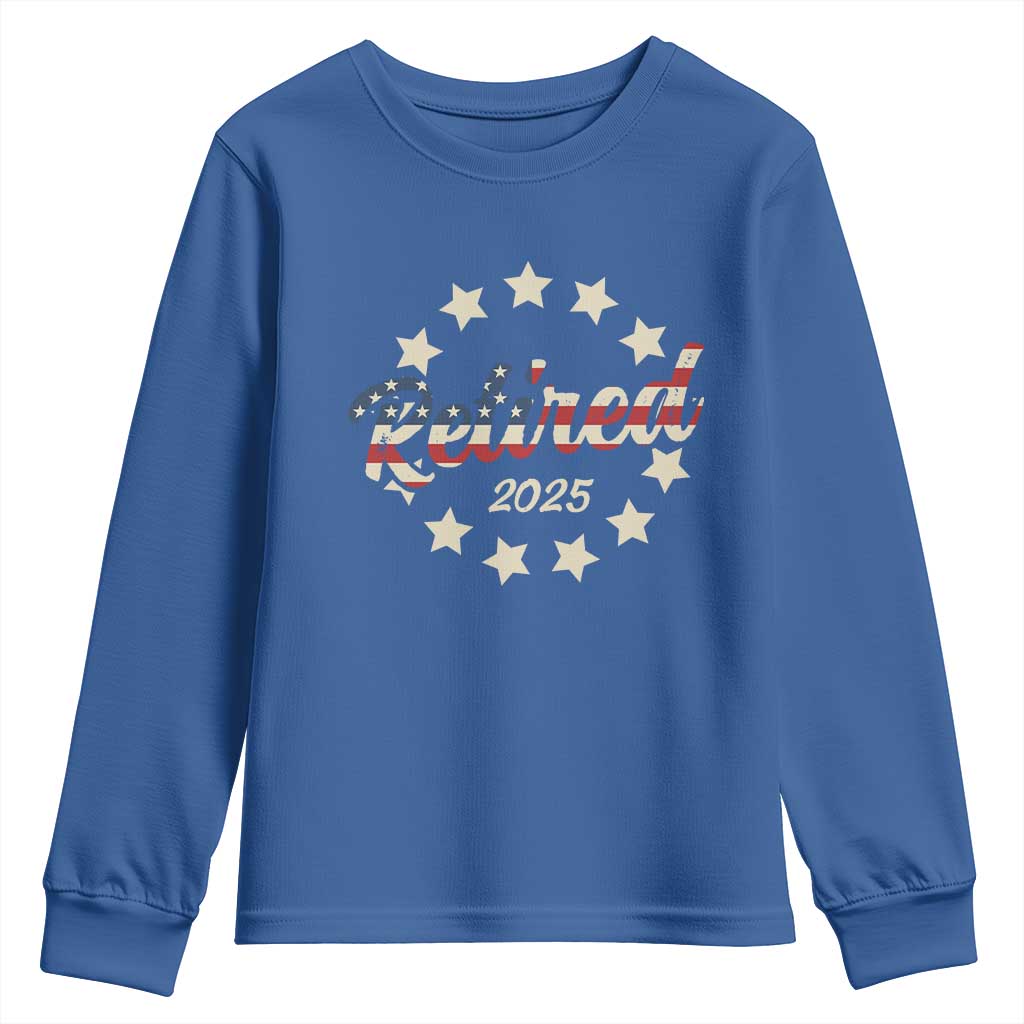 Retired 2025 Youth Sweatshirt Retirement Gifts American Flag