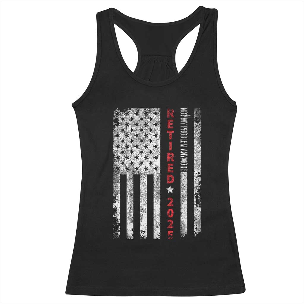 Retired 2025 Racerback Tank Top Vintage Old American Flag - Wonder Print Shop