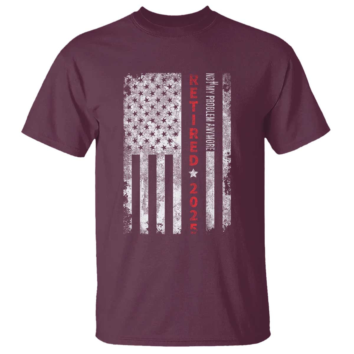 Retired 2025 T Shirt Vintage Old American Flag - Wonder Print Shop