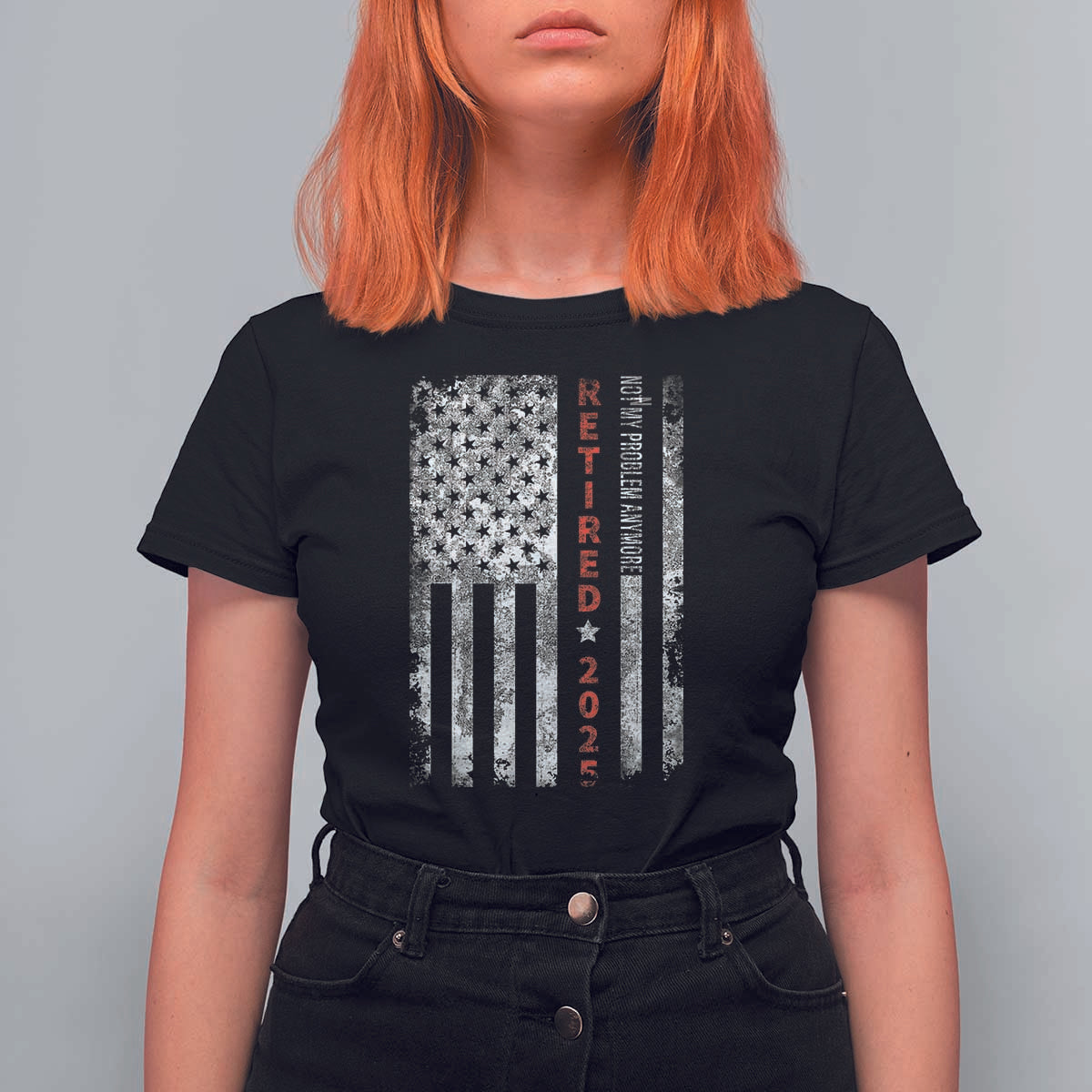 Retired 2025 T Shirt For Women Vintage Old American Flag - Wonder Print Shop