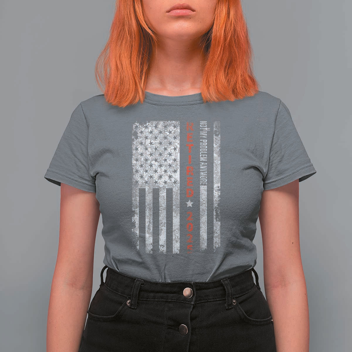 Retired 2025 T Shirt For Women Vintage Old American Flag - Wonder Print Shop
