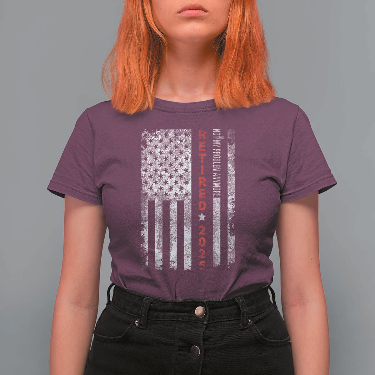 Retired 2025 T Shirt For Women Vintage Old American Flag - Wonder Print Shop
