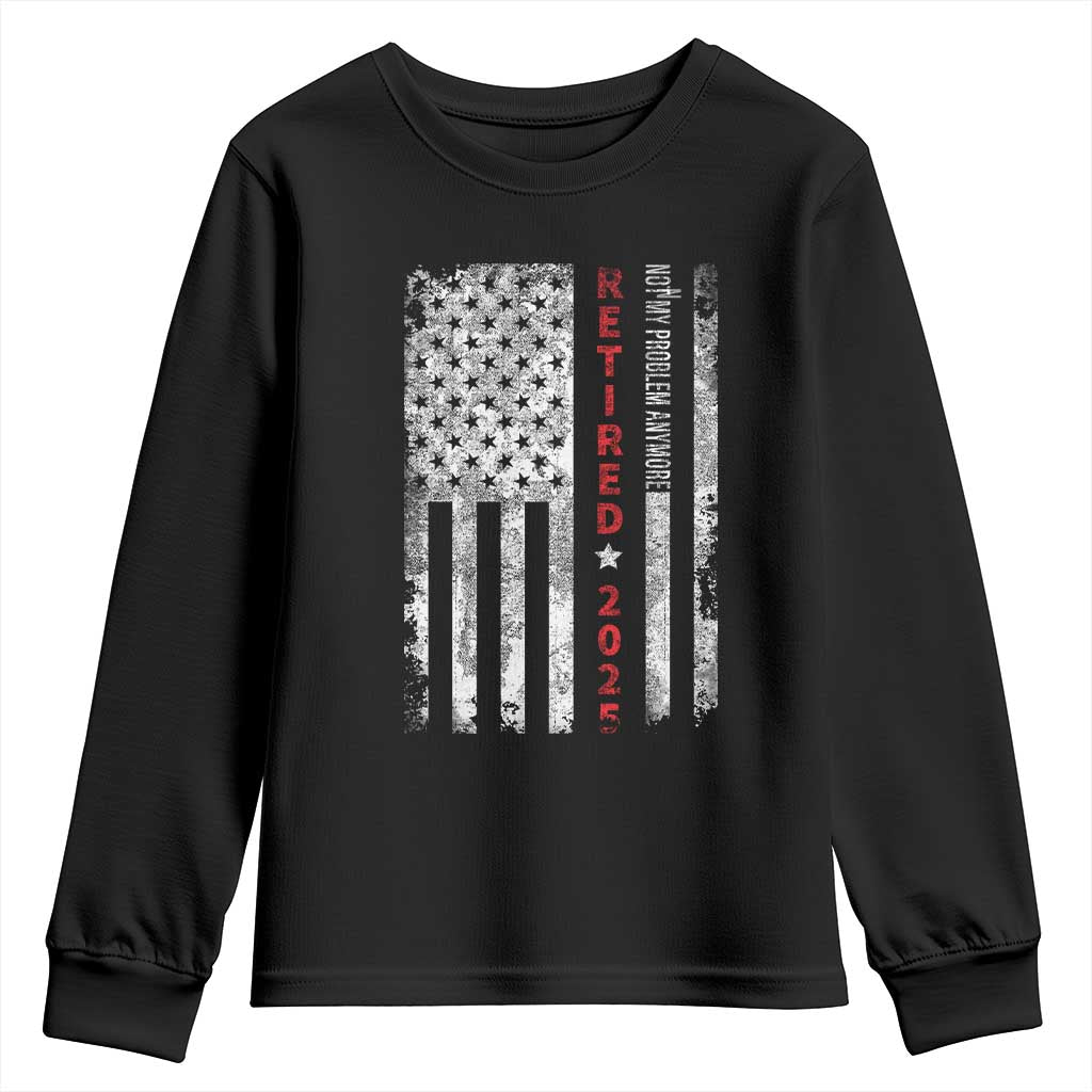 Retired 2025 Youth Sweatshirt Vintage Old American Flag - Wonder Print Shop