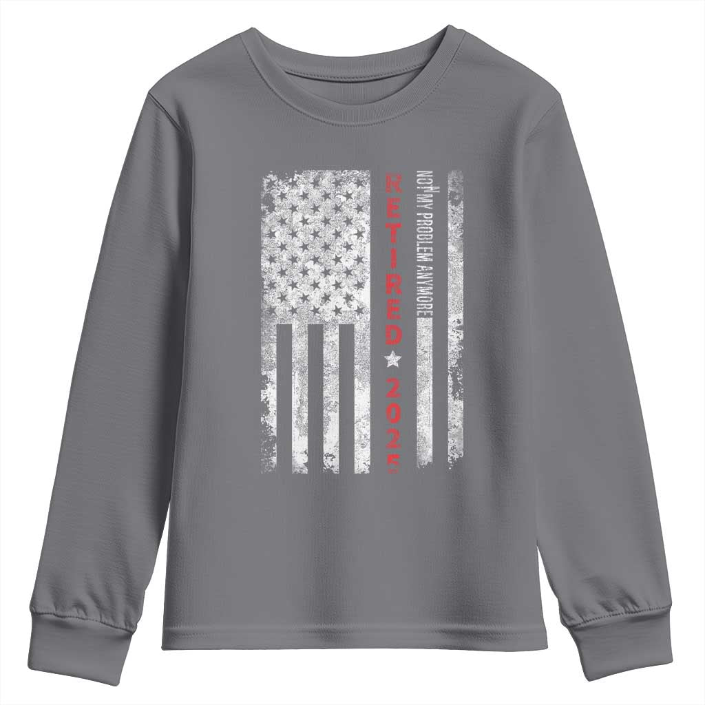 Retired 2025 Youth Sweatshirt Vintage Old American Flag - Wonder Print Shop