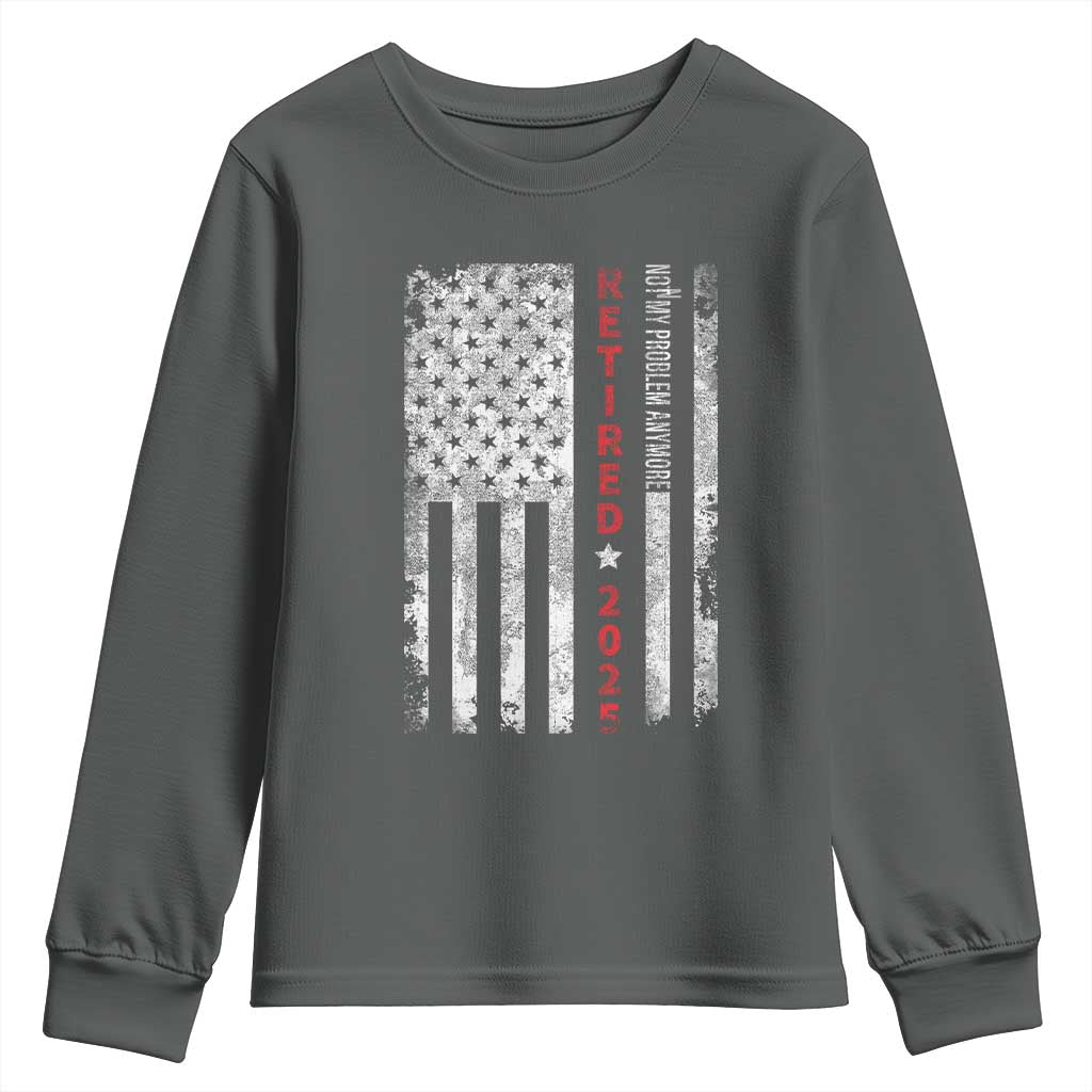 Retired 2025 Youth Sweatshirt Vintage Old American Flag - Wonder Print Shop