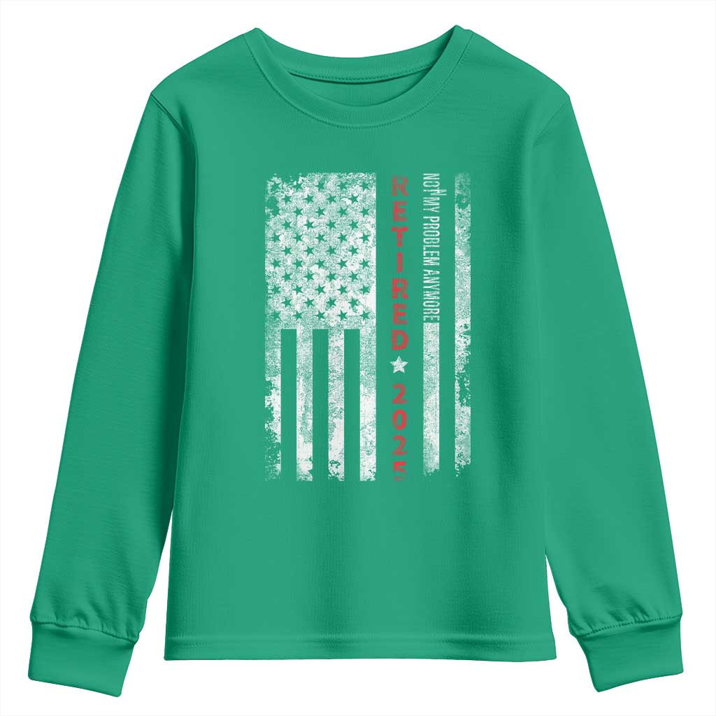Retired 2025 Youth Sweatshirt Vintage Old American Flag - Wonder Print Shop