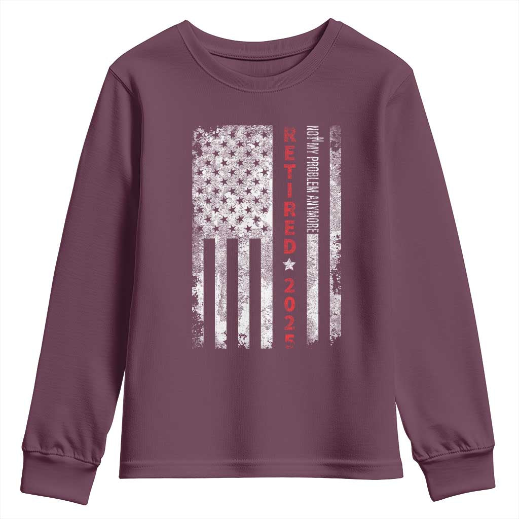 Retired 2025 Youth Sweatshirt Vintage Old American Flag - Wonder Print Shop