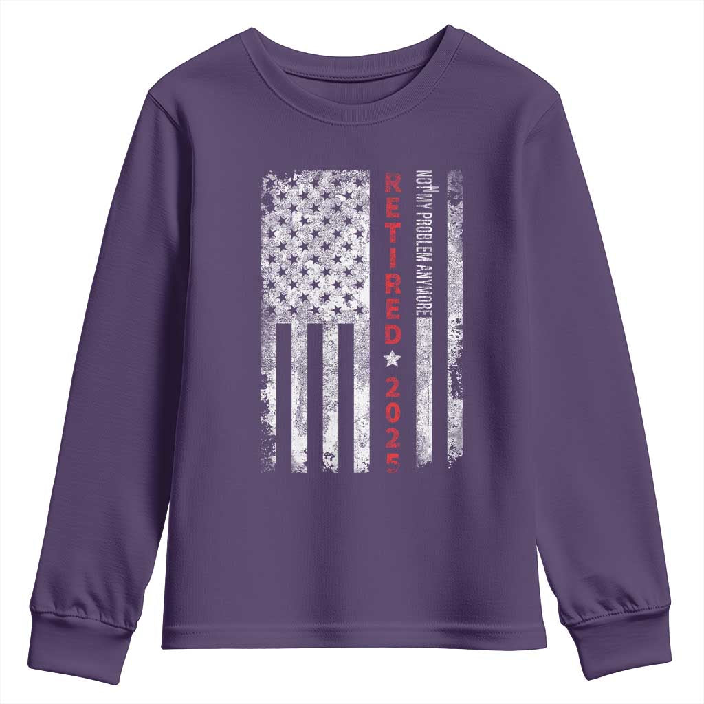 Retired 2025 Youth Sweatshirt Vintage Old American Flag - Wonder Print Shop