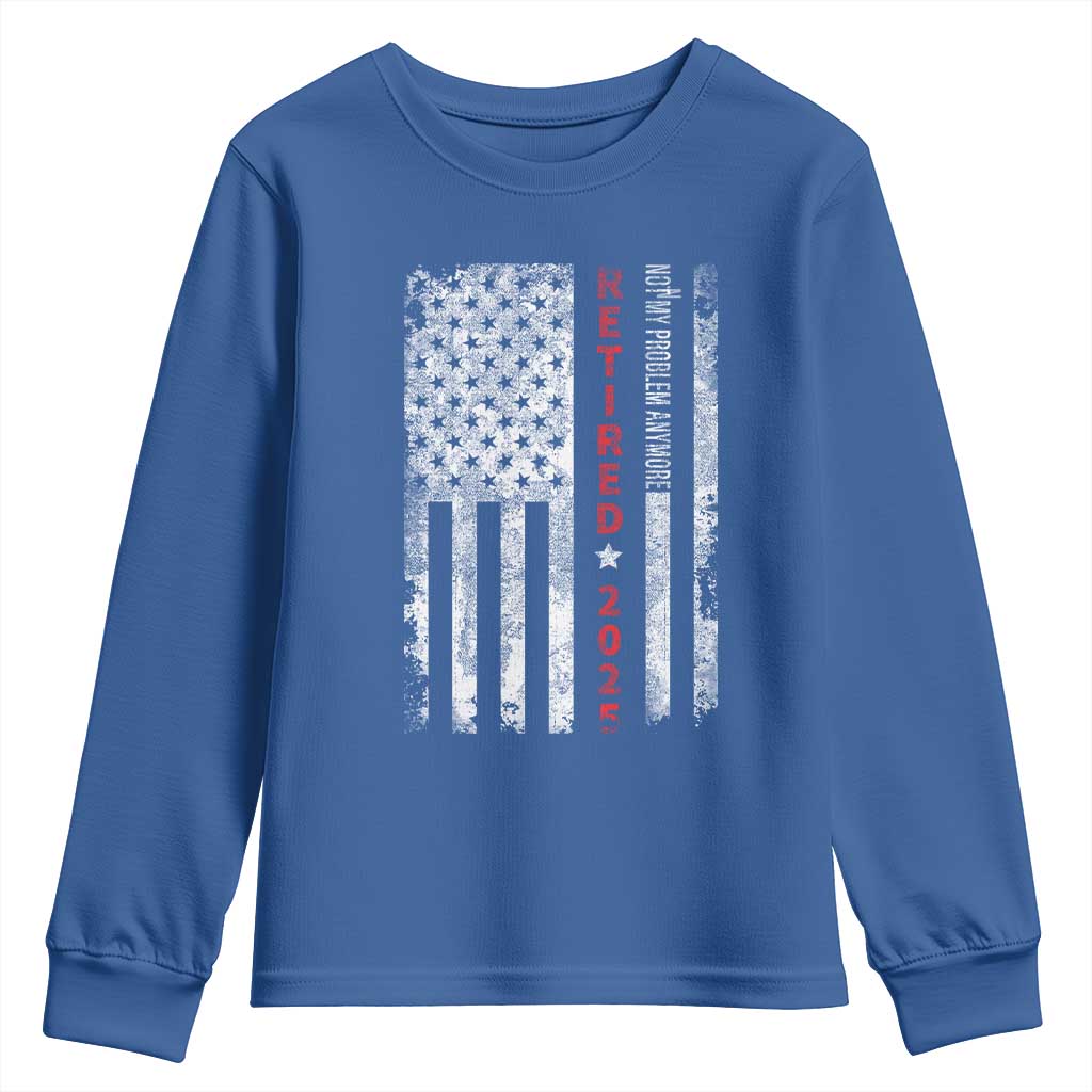 Retired 2025 Youth Sweatshirt Vintage Old American Flag - Wonder Print Shop