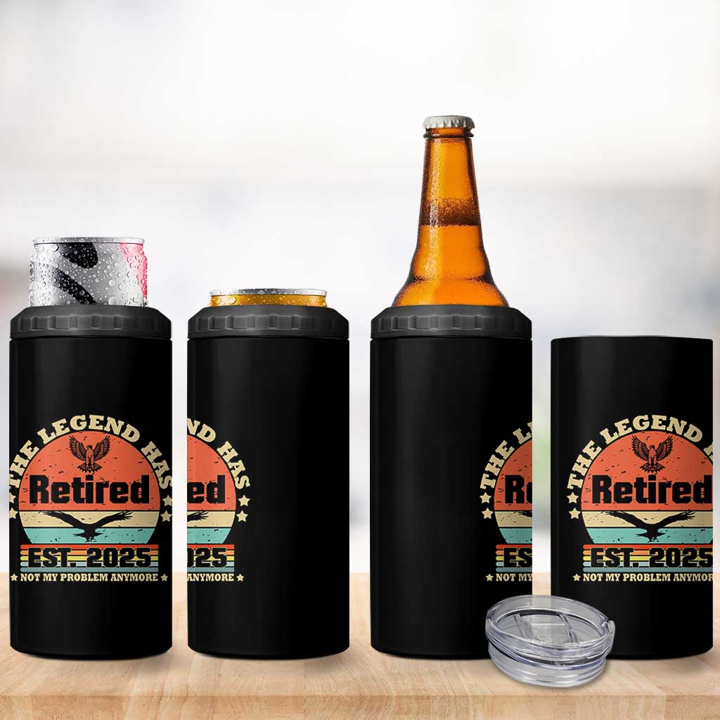 Vintage Retirement 2025 4 in 1 Can Cooler Tumbler Legend Has Retired Not My Problem Anymore