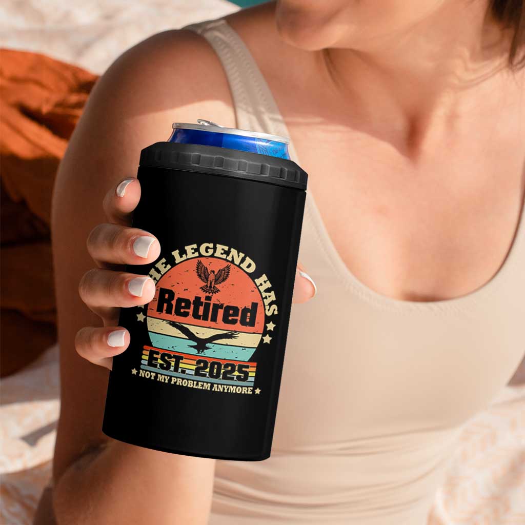 Vintage Retirement 2025 4 in 1 Can Cooler Tumbler Legend Has Retired Not My Problem Anymore