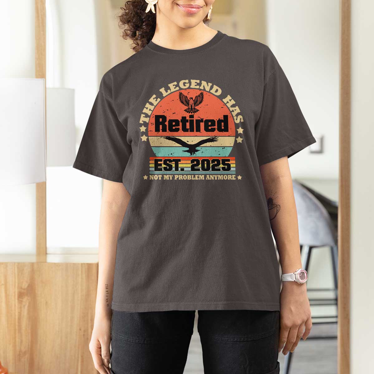 Vintage Retirement 2025 T Shirt For Women Legend Has Retired Not My Problem Anymore