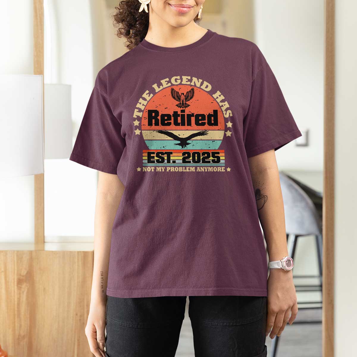 Vintage Retirement 2025 T Shirt For Women Legend Has Retired Not My Problem Anymore