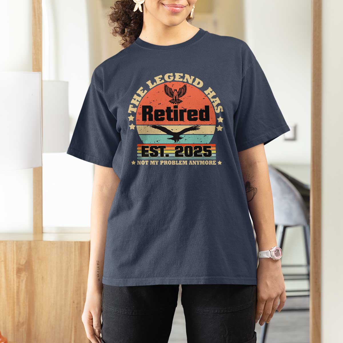 Vintage Retirement 2025 T Shirt For Women Legend Has Retired Not My Problem Anymore