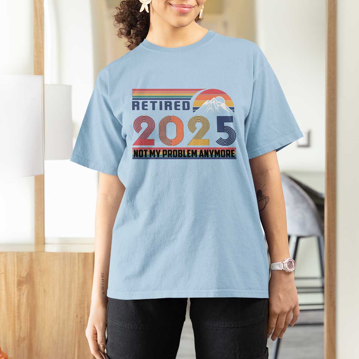 Retro Retired 2025 T Shirt For Women Not My Problem Anymore