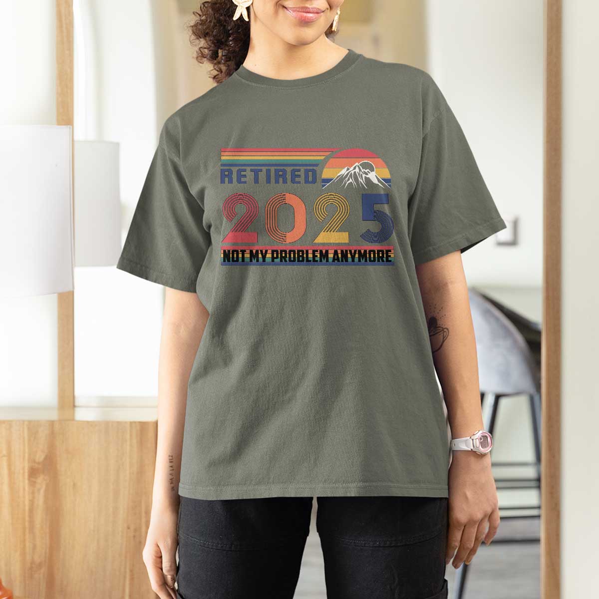 Retro Retired 2025 T Shirt For Women Not My Problem Anymore