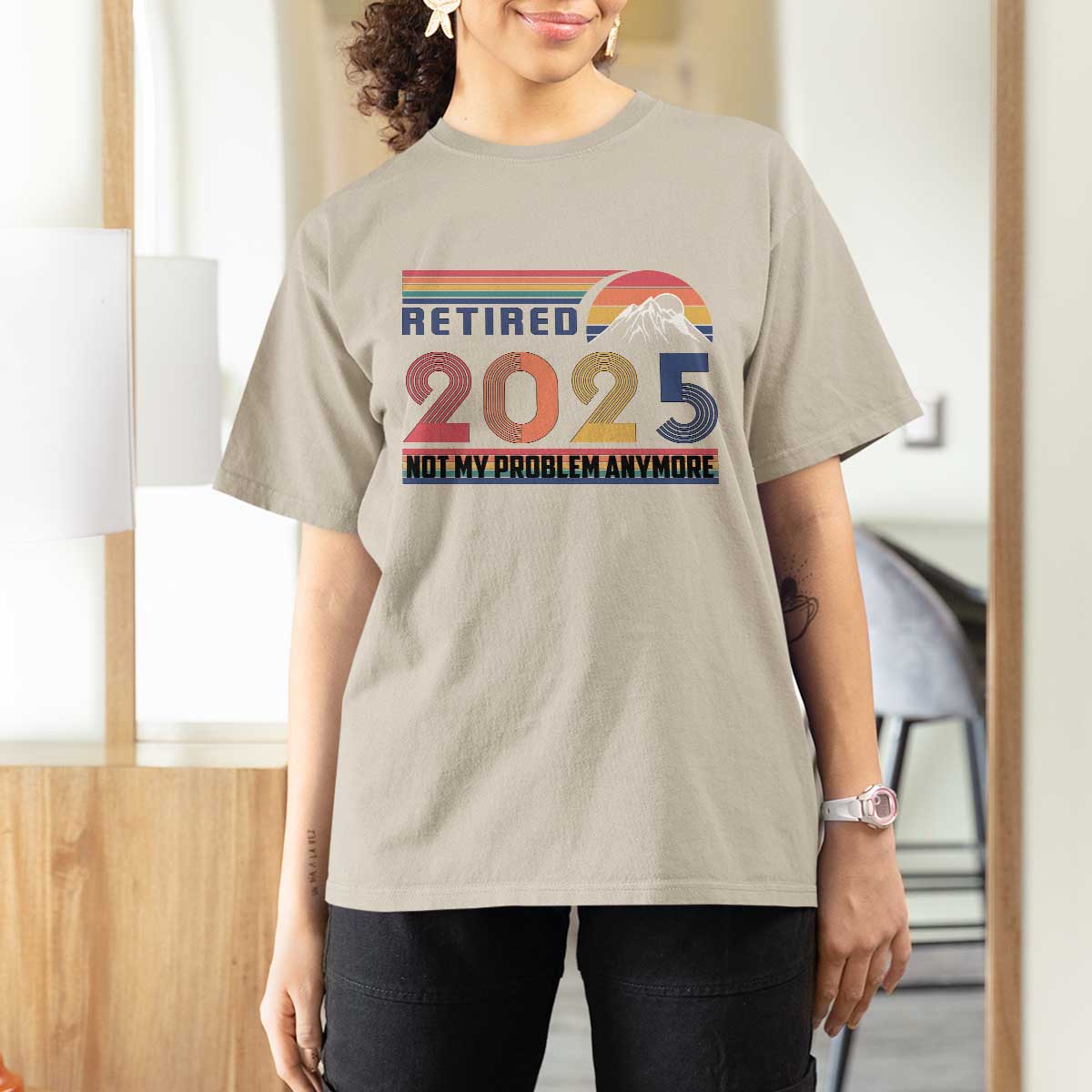 Retro Retired 2025 T Shirt For Women Not My Problem Anymore