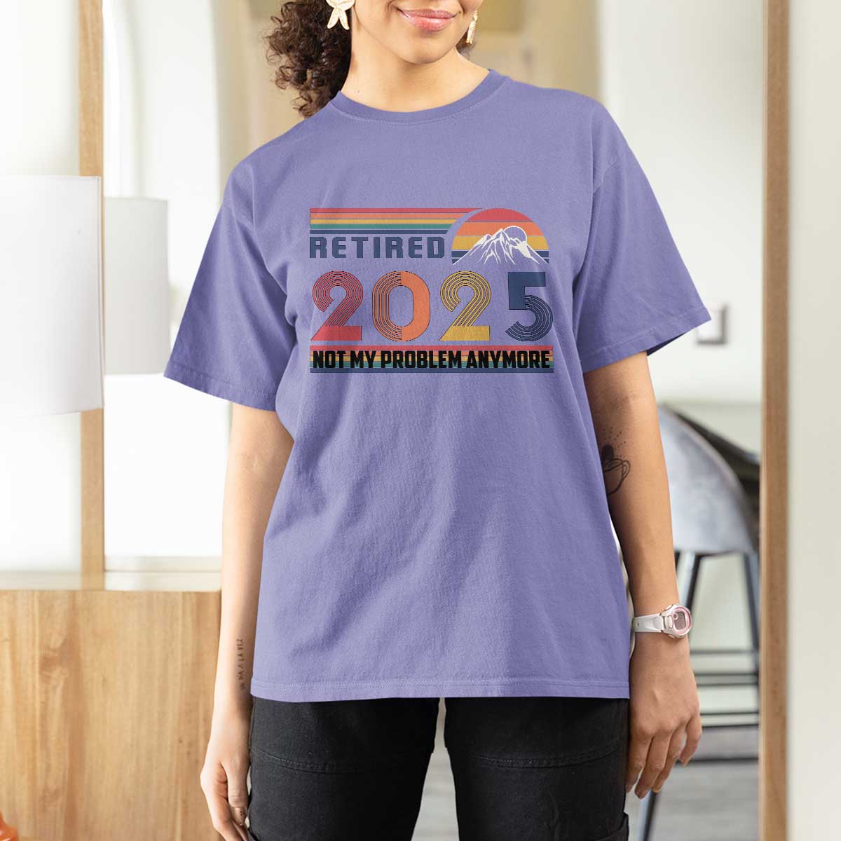 Retro Retired 2025 T Shirt For Women Not My Problem Anymore