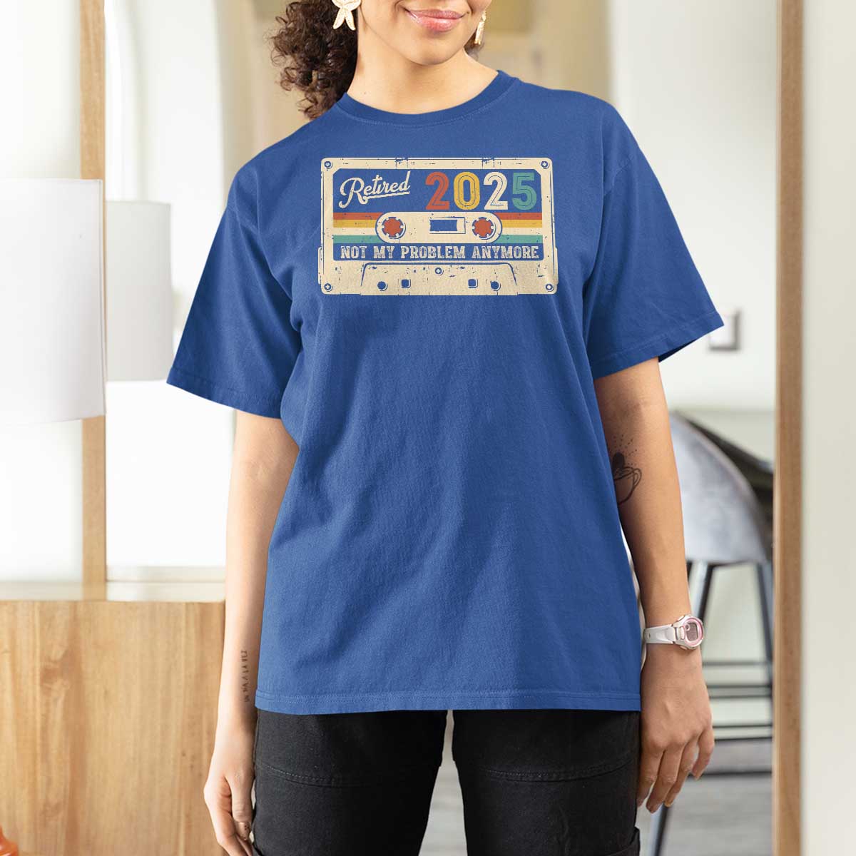 Retired 2025 T Shirt For Women Not My Problem Anymore Retro Cassette