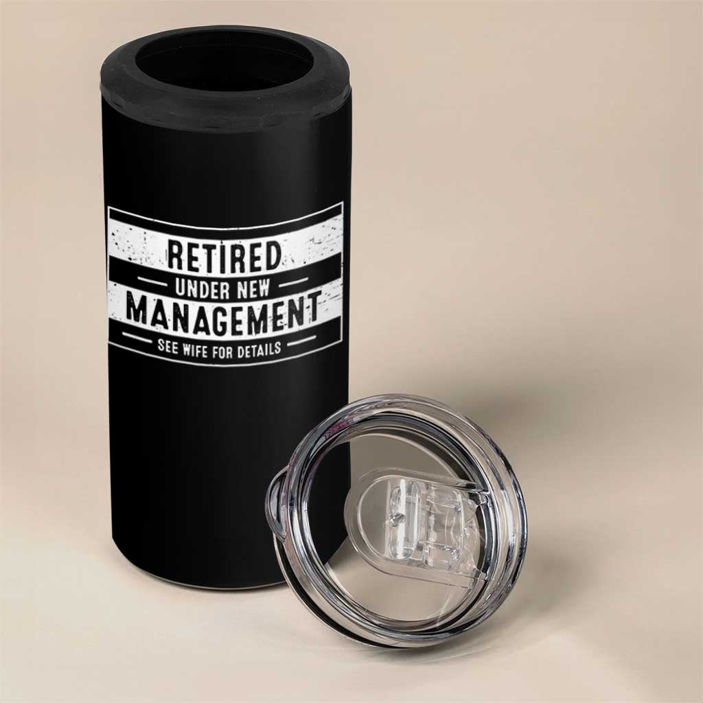 Funny Retirement Presents 4 in 1 Can Cooler Tumbler Retired Under New Management See Wife for Details