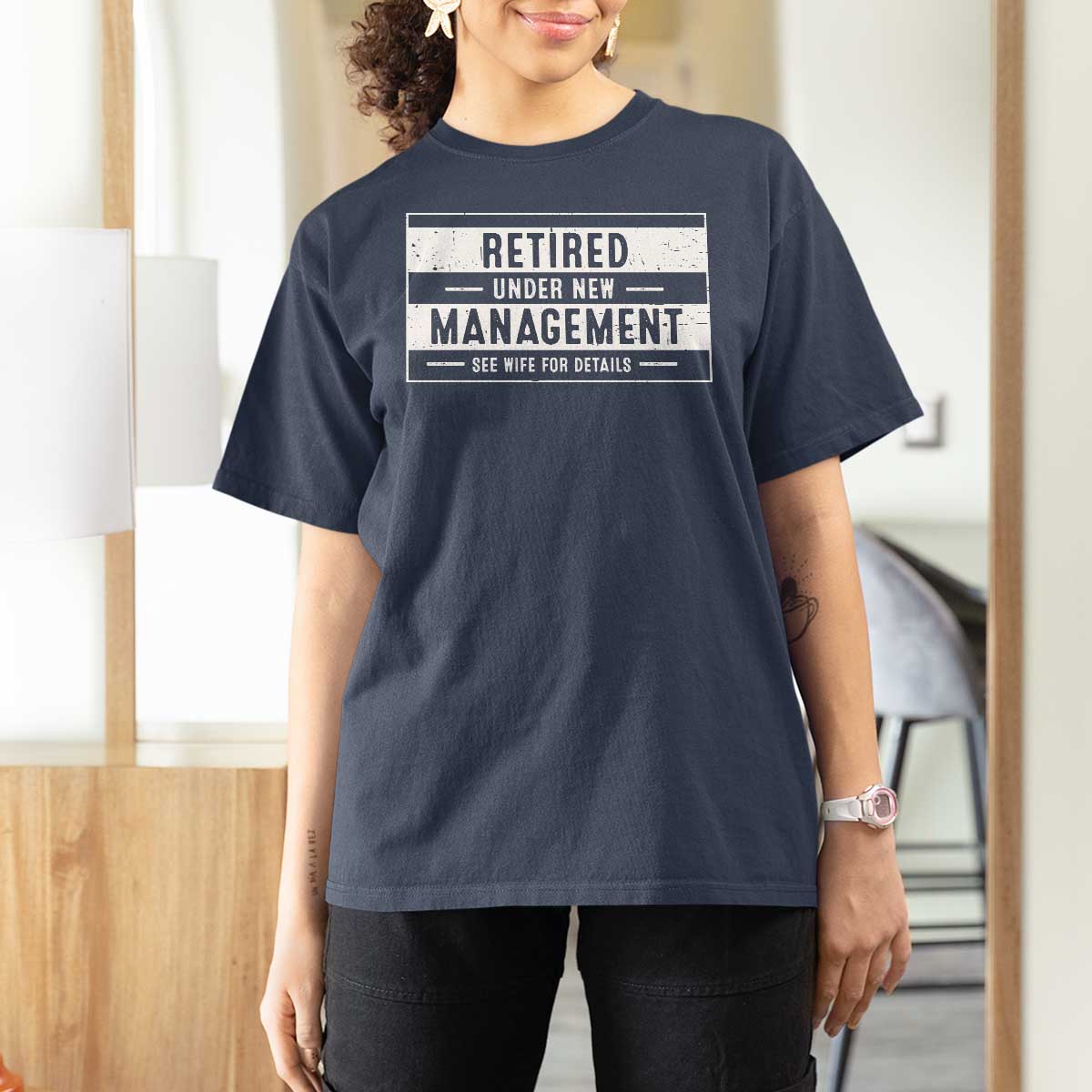Funny Retirement Presents T Shirt For Women Retired Under New Management See Wife for Details