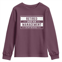 Funny Retirement Presents Youth Sweatshirt Retired Under New Management See Wife for Details