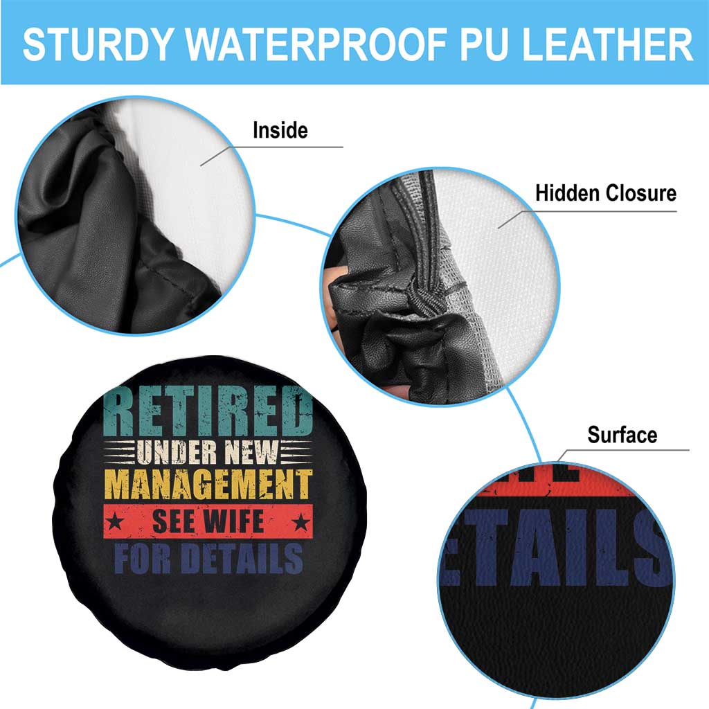 Funny Retirement Gifts Spare Tire Cover Retired Under New Management See Wife for Details