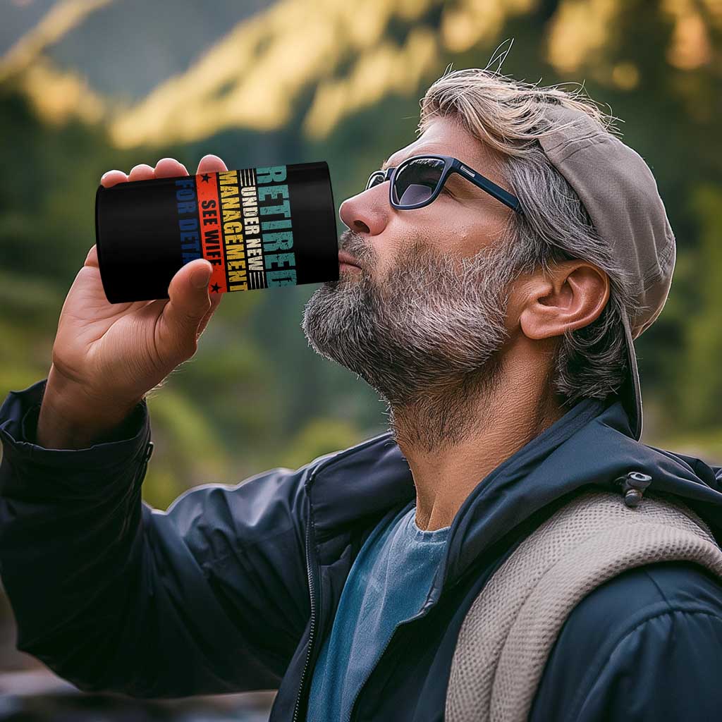 Funny Retirement Gifts 4 in 1 Can Cooler Tumbler Retired Under New Management See Wife for Details