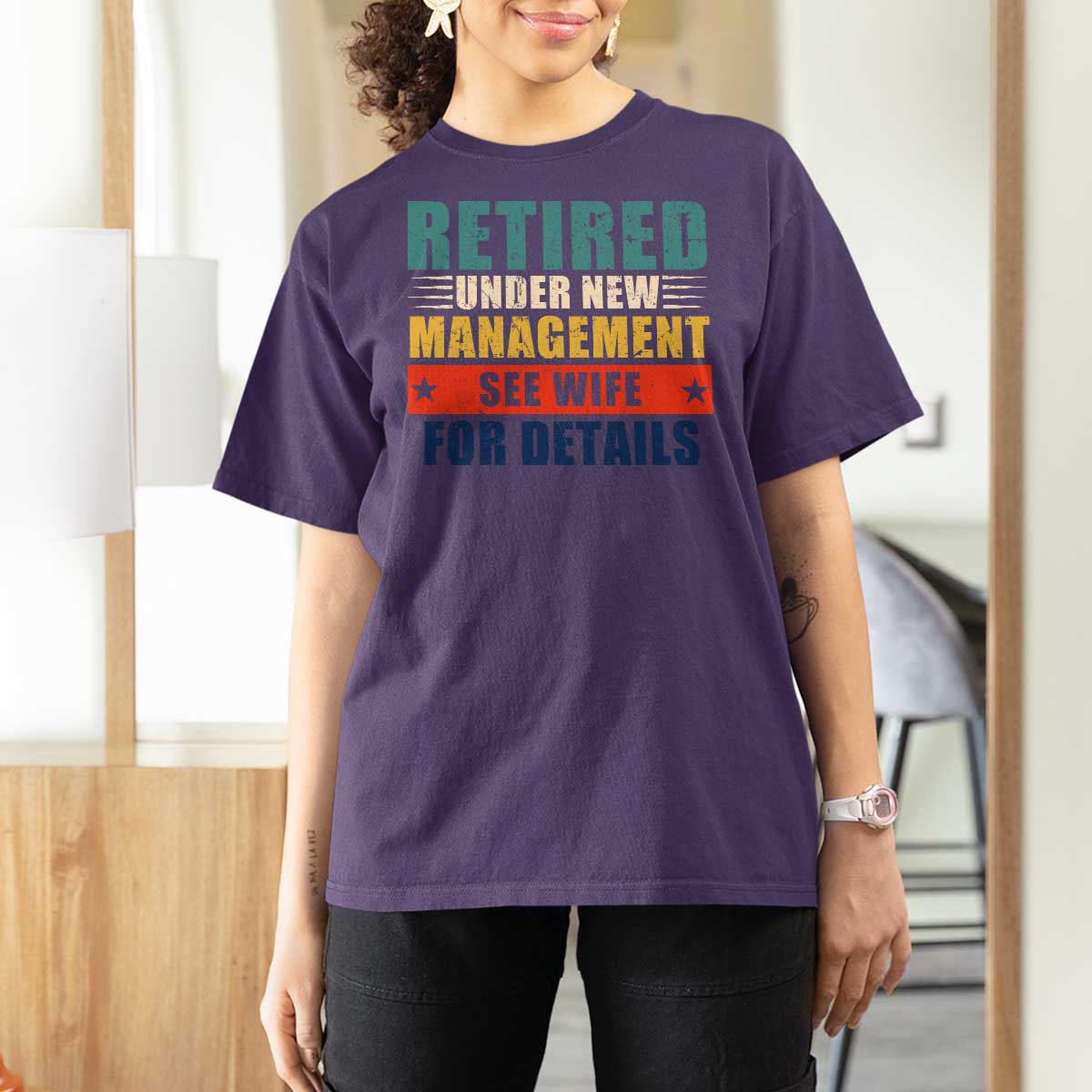 Funny Retirement Gifts T Shirt For Women Retired Under New Management See Wife for Details