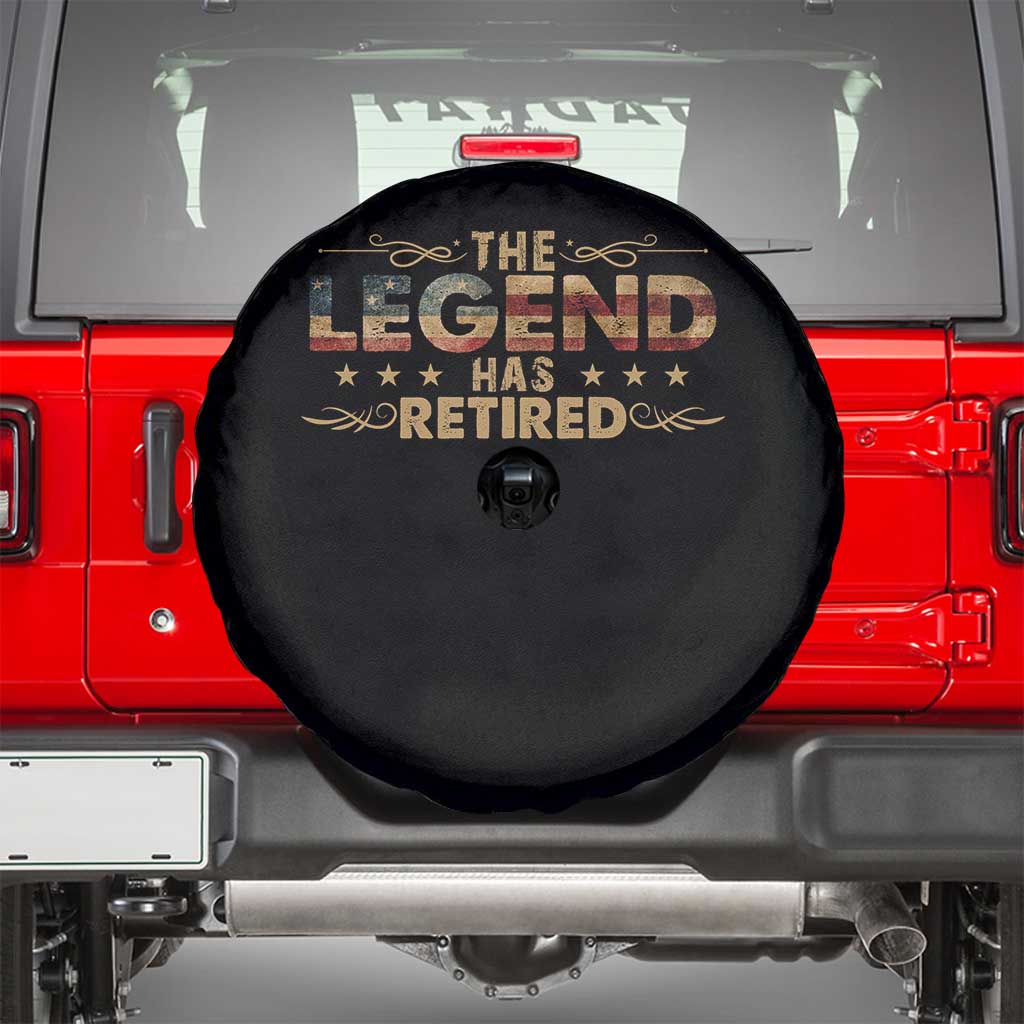 The Legend Has Retired 2025 Spare Tire Cover Retro American Flag