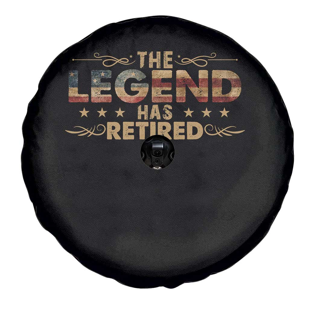 The Legend Has Retired 2025 Spare Tire Cover Retro American Flag