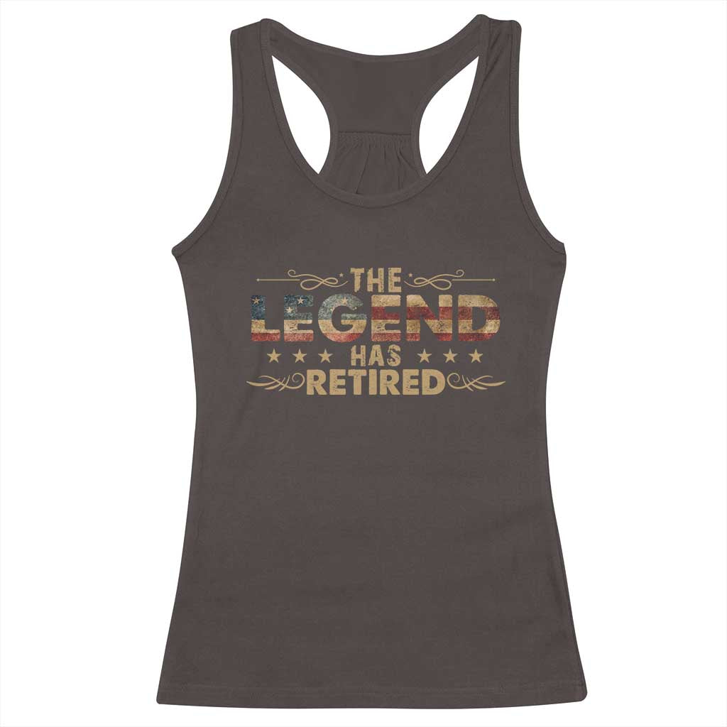 The Legend Has Retired 2025 Racerback Tank Top Retro American Flag