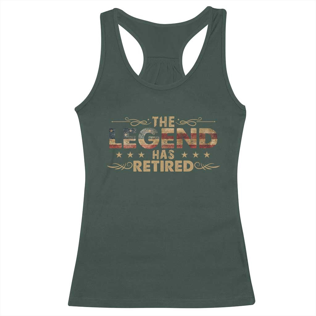The Legend Has Retired 2025 Racerback Tank Top Retro American Flag