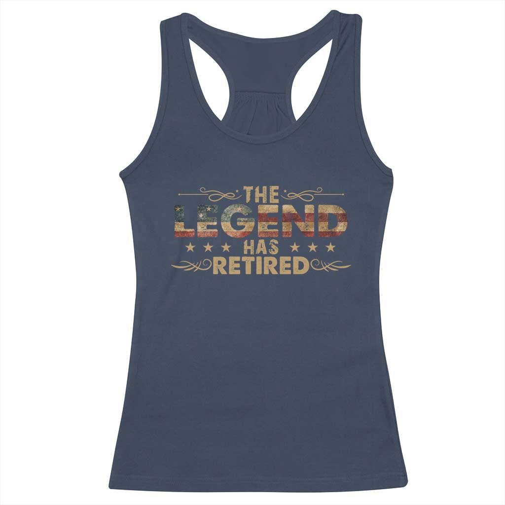 The Legend Has Retired 2025 Racerback Tank Top Retro American Flag