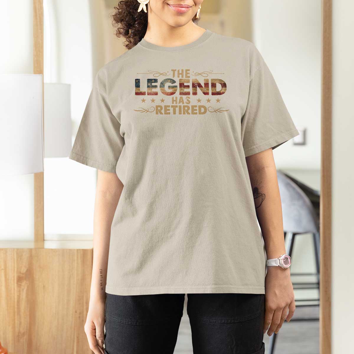 The Legend Has Retired 2025 T Shirt For Women Retro American Flag