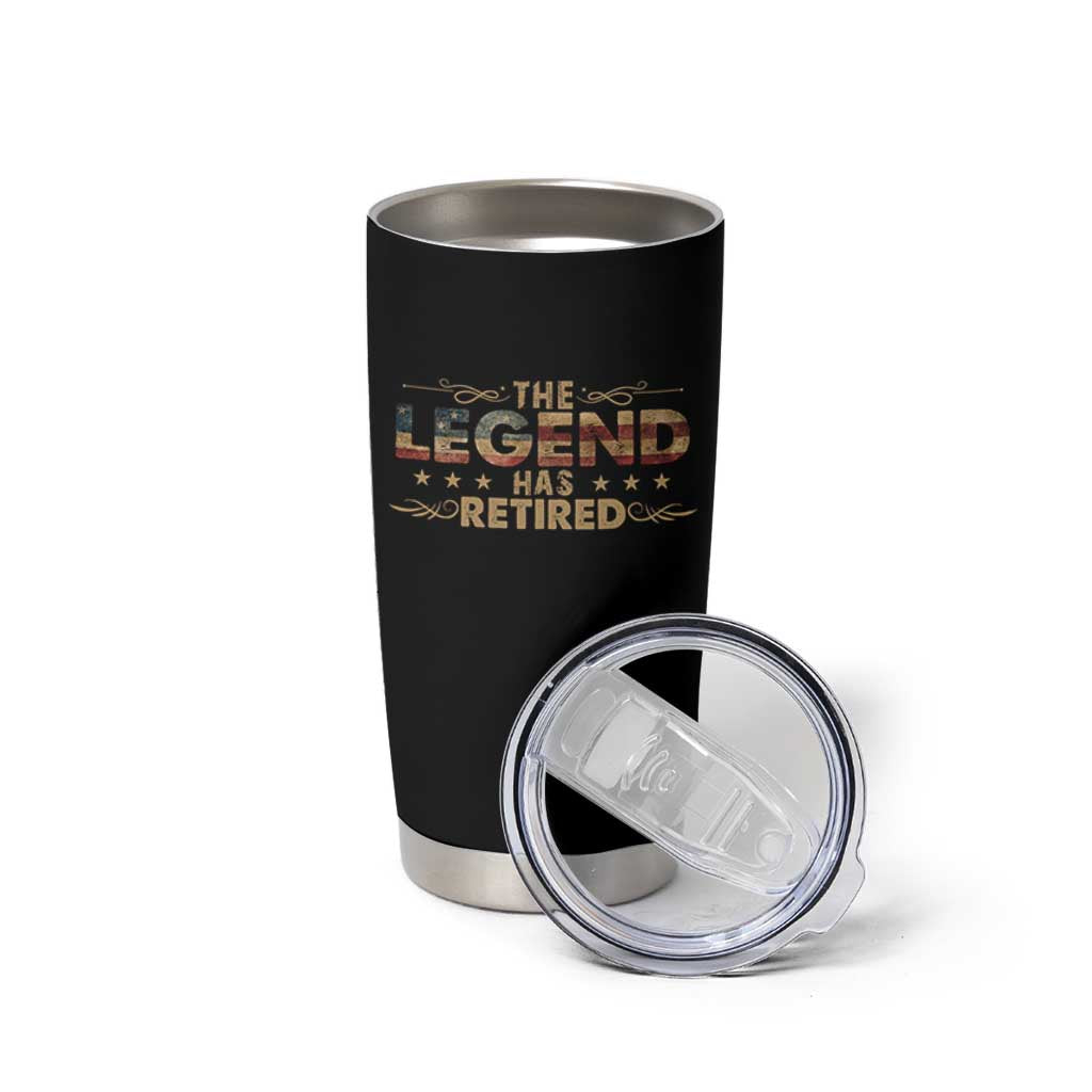 The Legend Has Retired 2025 Tumbler Cup Retro American Flag
