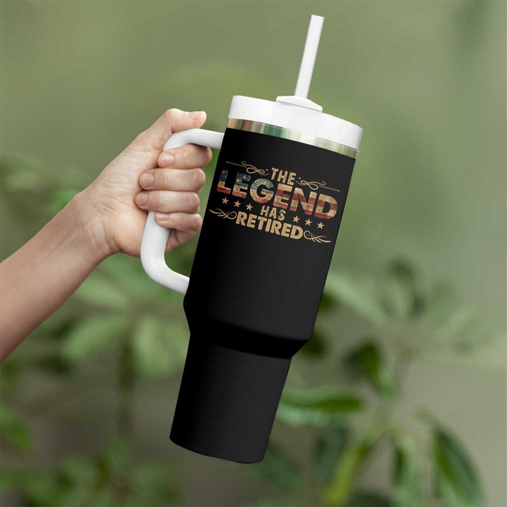 The Legend Has Retired 2025 Tumbler With Handle Retro American Flag