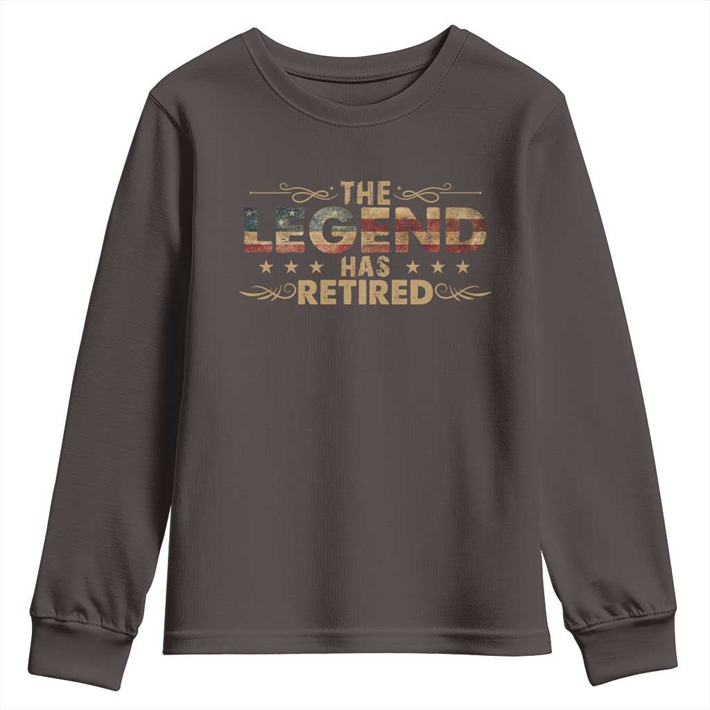 The Legend Has Retired 2025 Youth Sweatshirt Retro American Flag