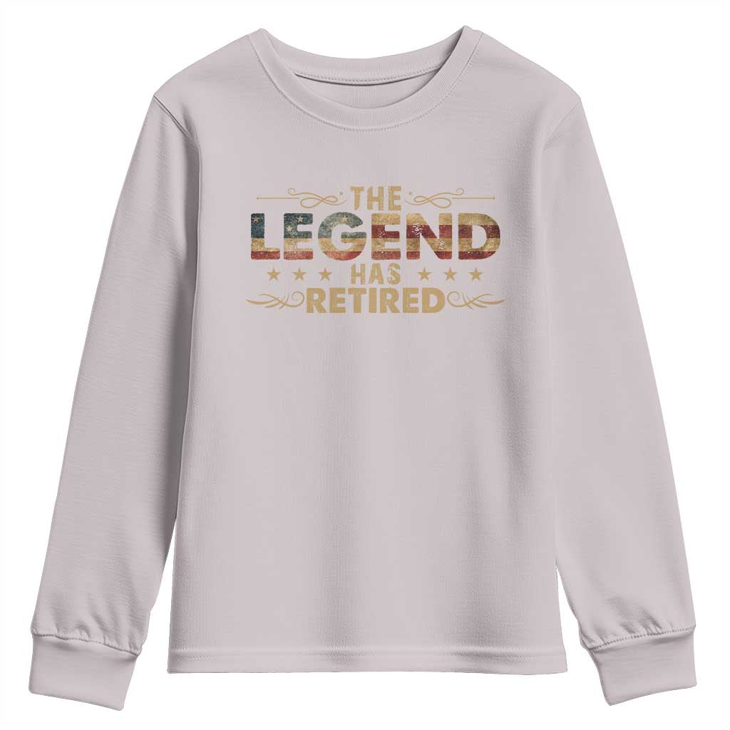 The Legend Has Retired 2025 Youth Sweatshirt Retro American Flag