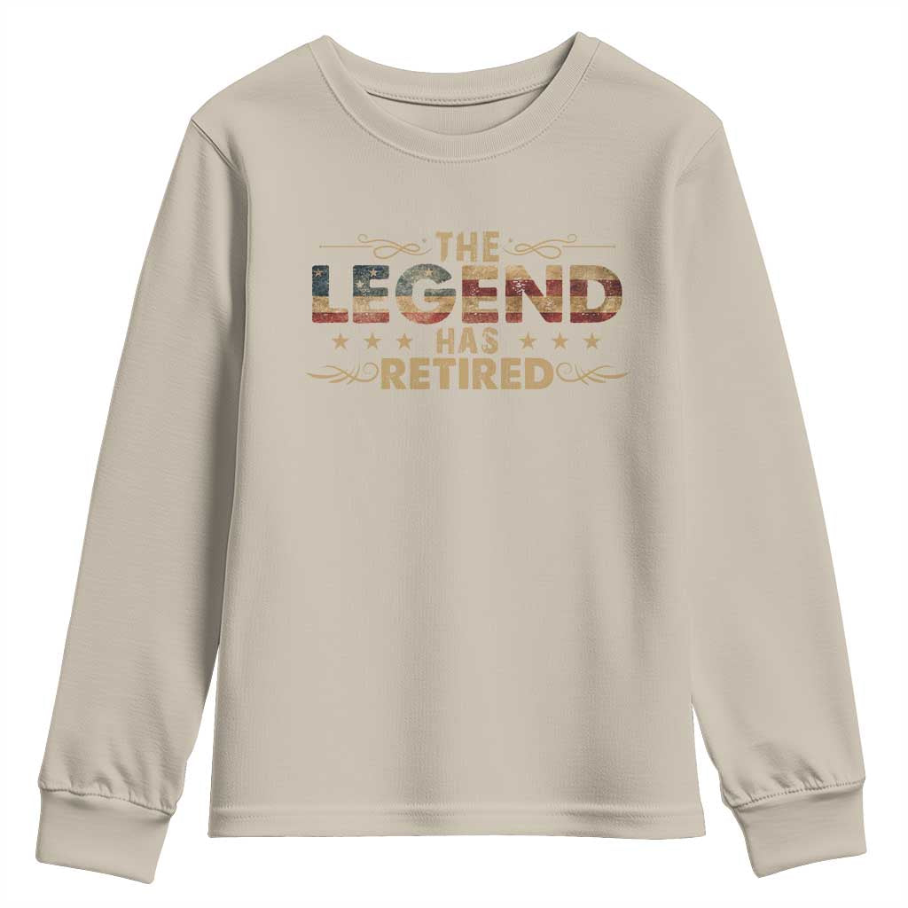 The Legend Has Retired 2025 Youth Sweatshirt Retro American Flag