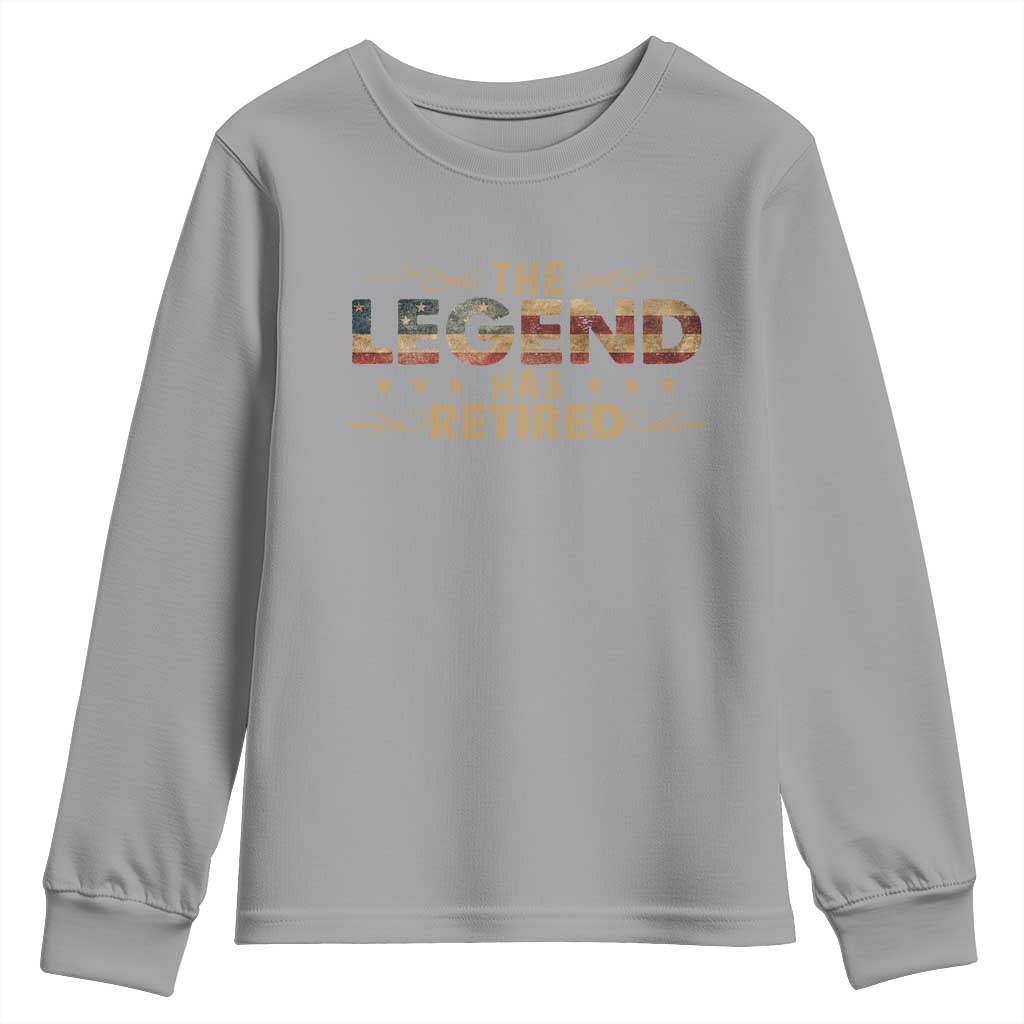 The Legend Has Retired 2025 Youth Sweatshirt Retro American Flag