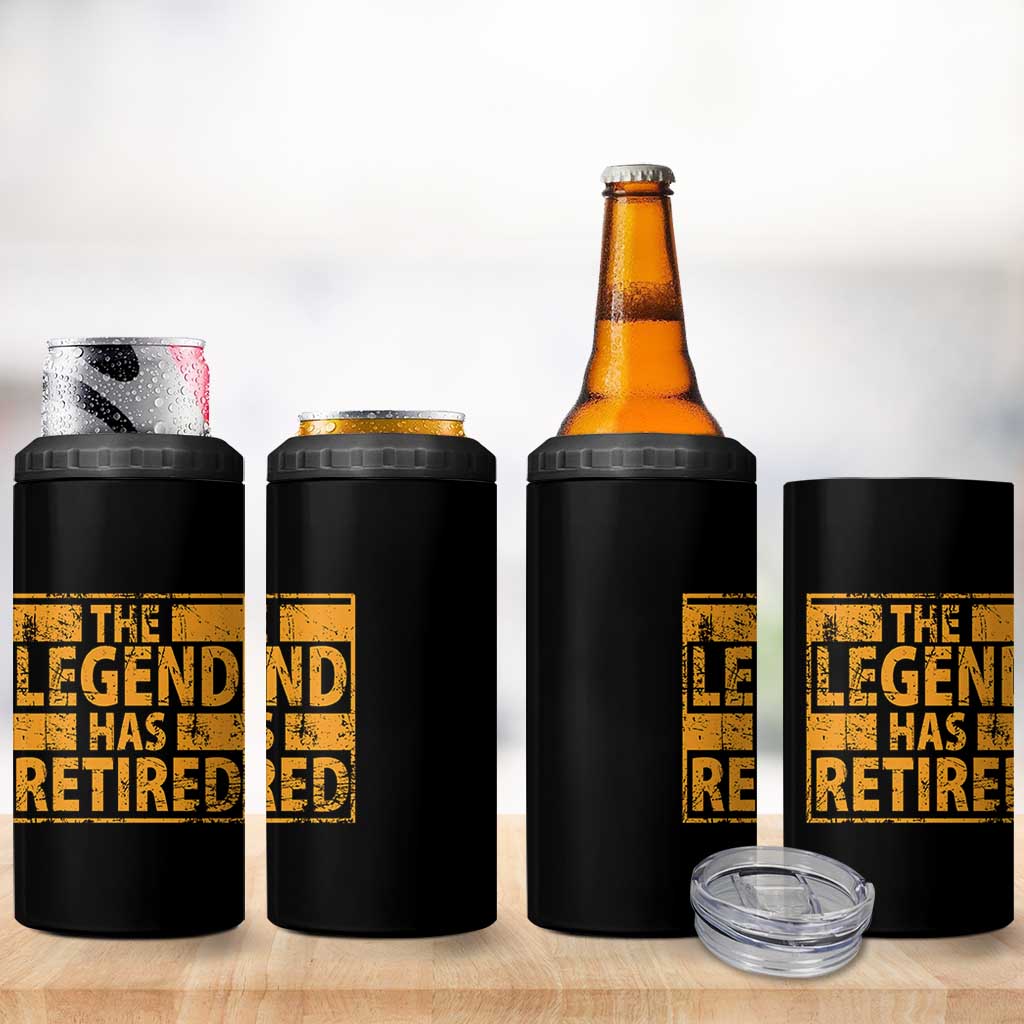 Retro The Legend Has Retired 4 in 1 Can Cooler Tumbler Retirement Gifts