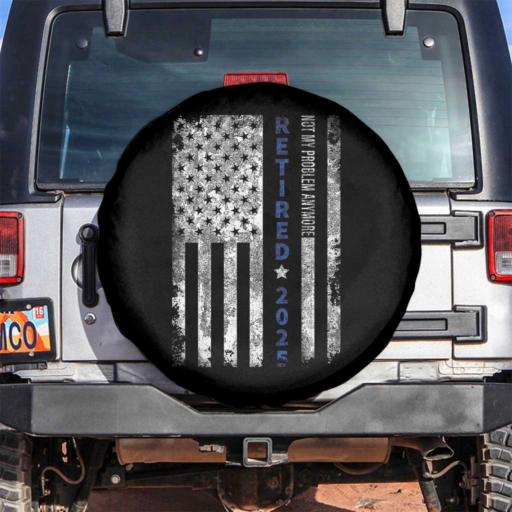 Retired 2025 Spare Tire Cover Not My Problem Anymore Vintage American Flag - Wonder Print Shop