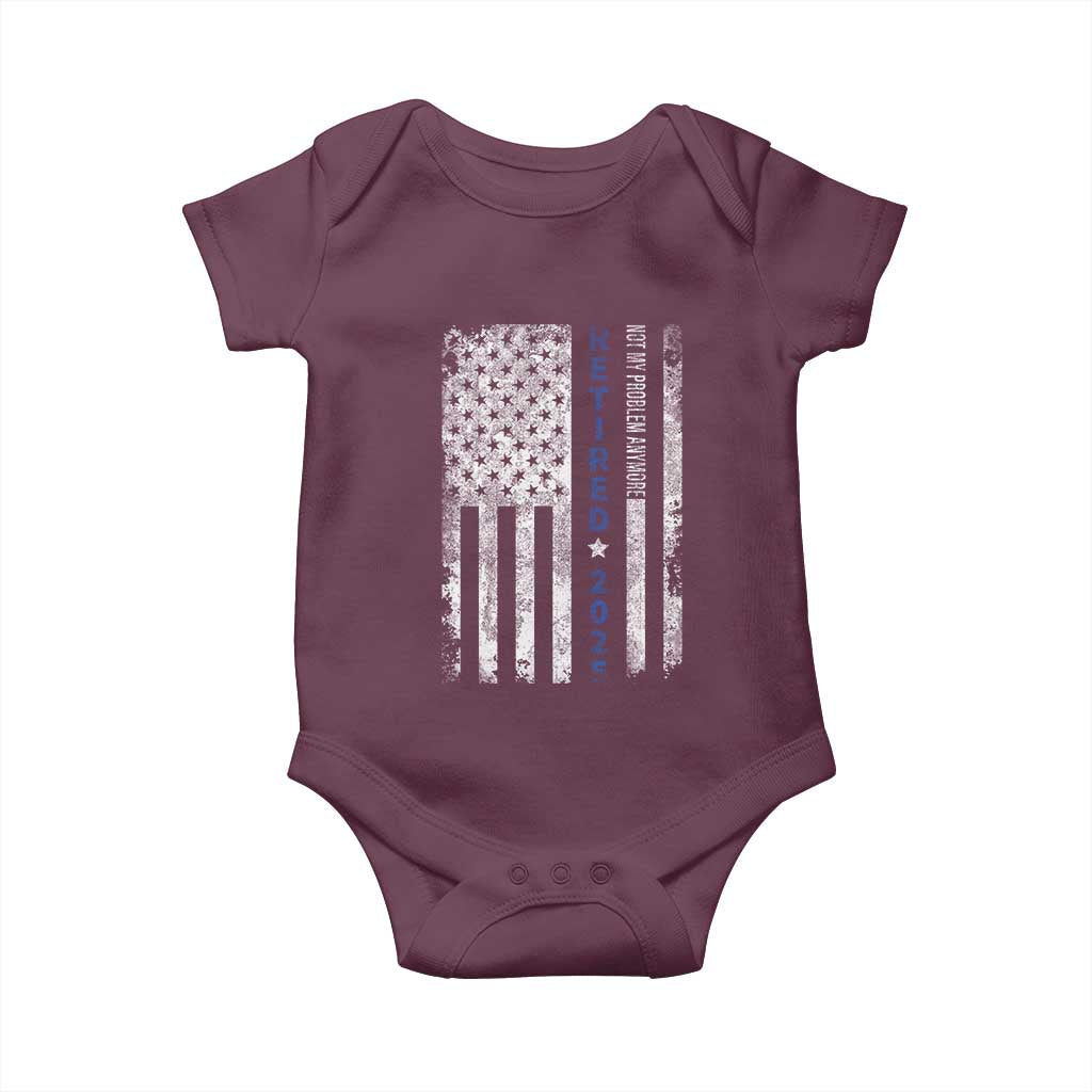 Retired 2025 Baby Onesie Not My Problem Anymore Vintage American Flag - Wonder Print Shop