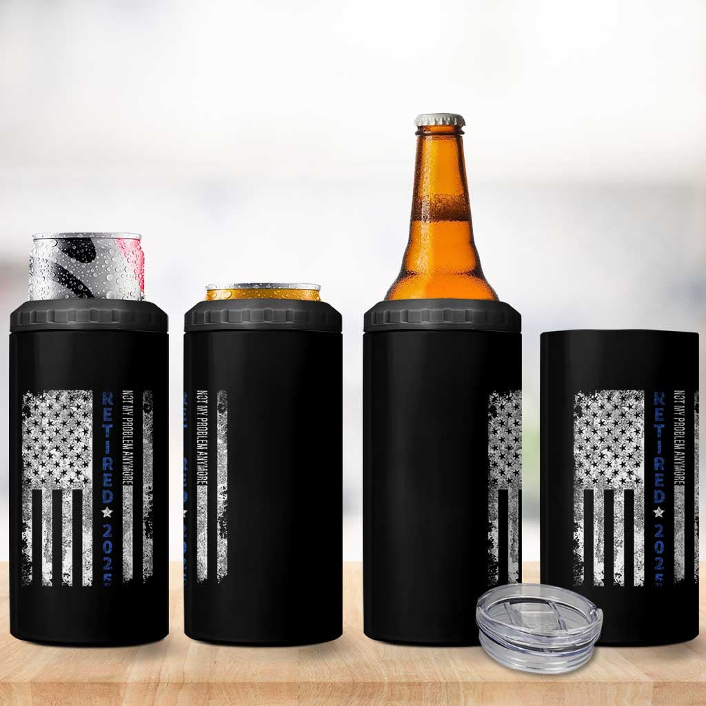 Retired 2025 4 in 1 Can Cooler Tumbler Not My Problem Anymore Vintage American Flag - Wonder Print Shop