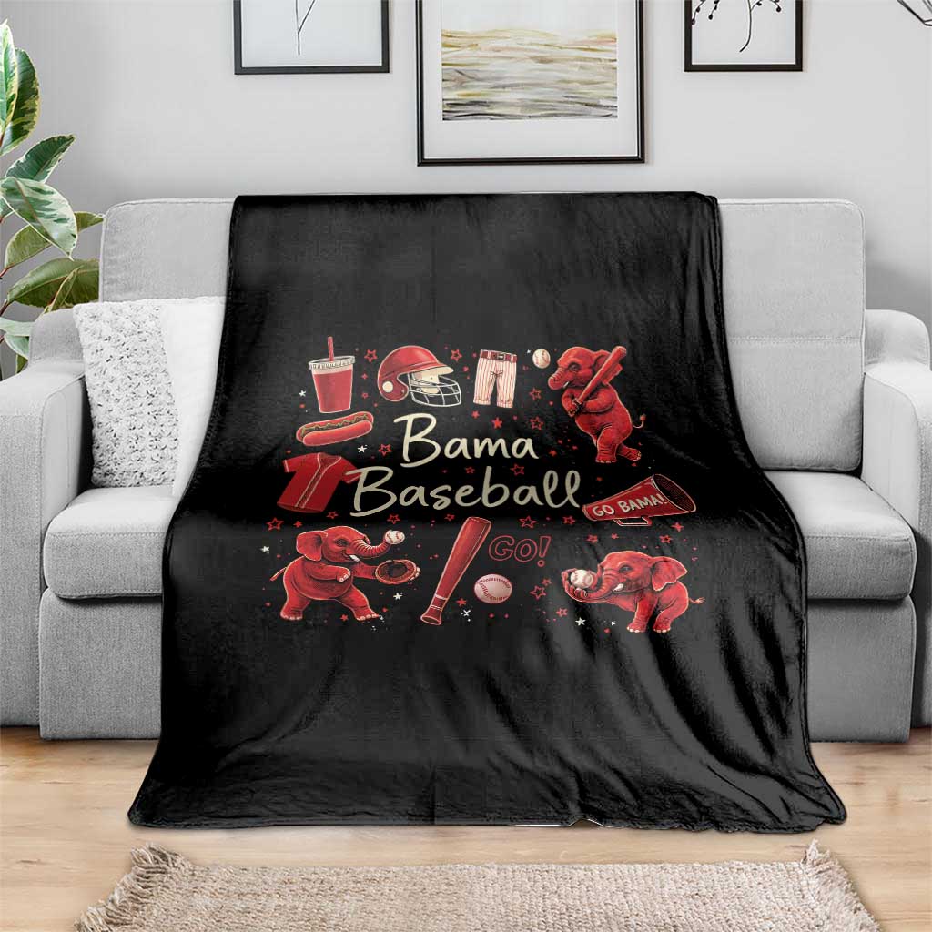 Alabama Baseball Throw Blanket Cute Trendy Bama Fan Game Day Doodle