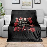 Alabama Baseball Throw Blanket Cute Trendy Bama Fan Game Day Doodle