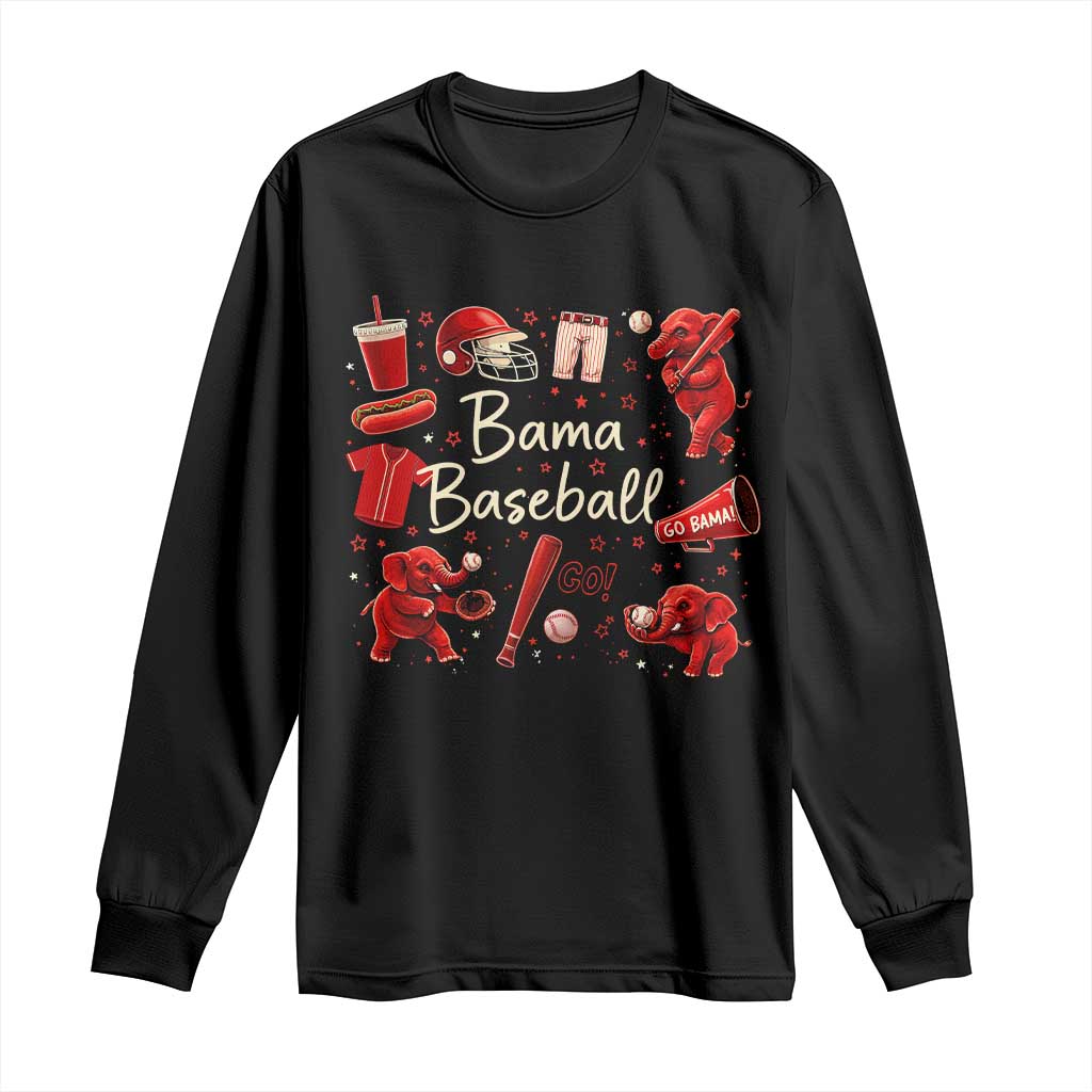 Alabama Baseball Long Sleeve Shirt Cute Trendy Bama Fan Game Day Doodle