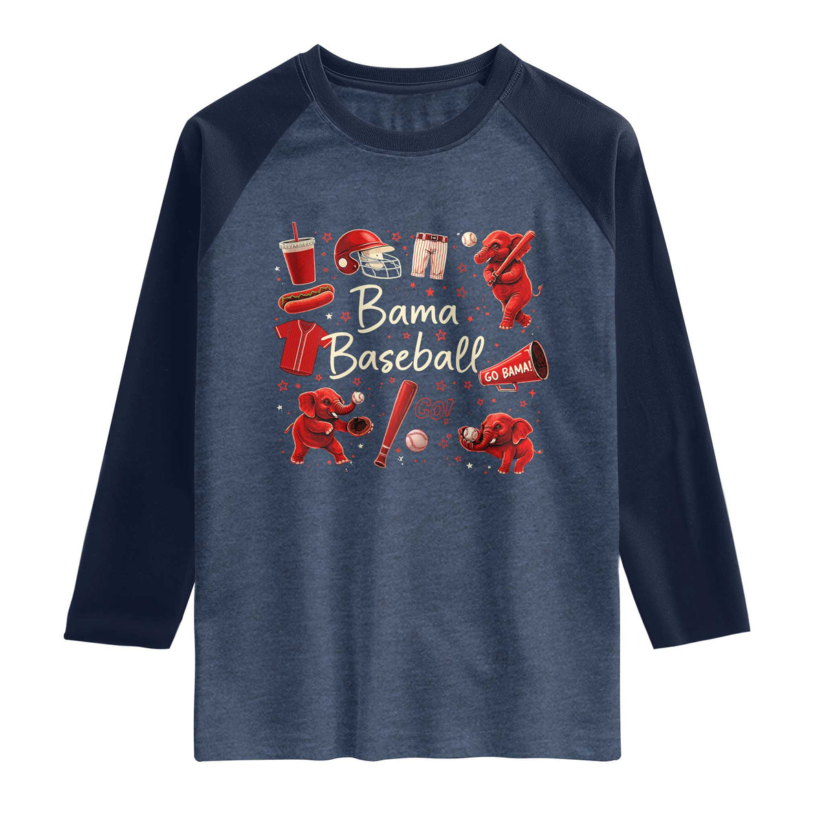 Alabama Baseball Raglan Shirt Cute Trendy Bama Fan Game Day Doodle